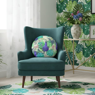 Peacock Jungle Round Cushion