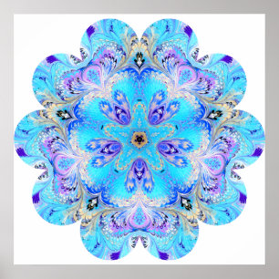 Peacock Kaleidoscope Flower Poster