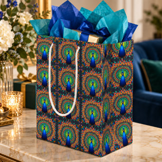 Peacock Kaleidoscope Jewel Tone Medium Gift Bag