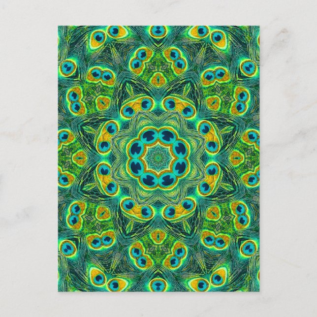PEACOCK KALEIDOSCOPE POSTCARD (Front)