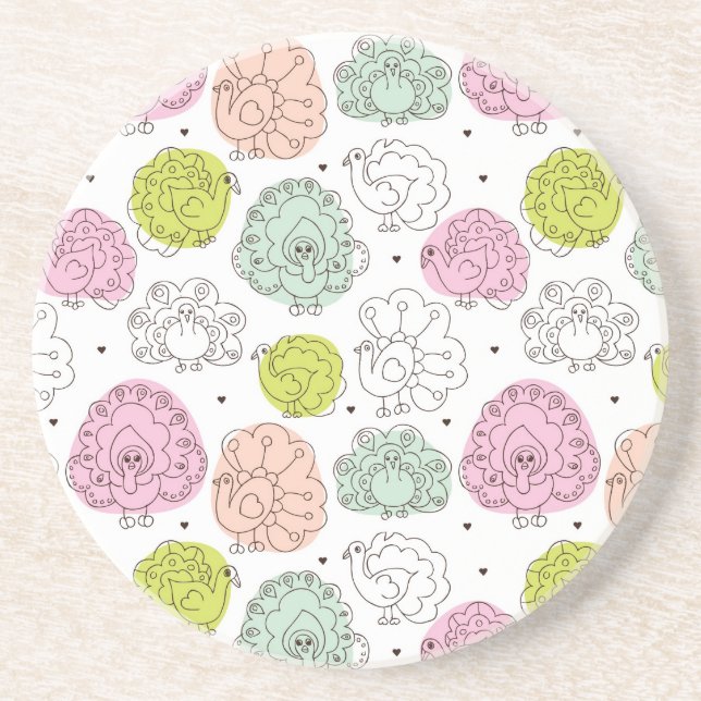 peacock kids wallpaper vintage coaster (Front)