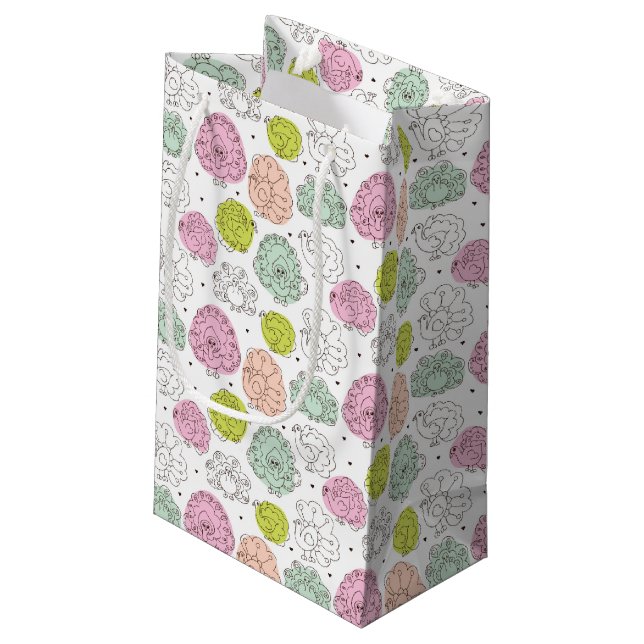 peacock kids wallpaper vintage small gift bag (Back Angled)