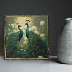 Peacock Klimt Wall Decor Impressionist Art Nouveau Ceramic Tile