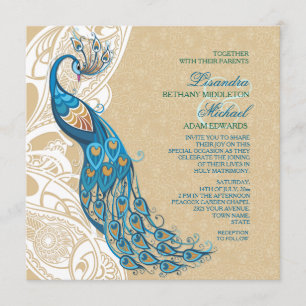 Peacock Lace Elegance 2 Wedding Invitation