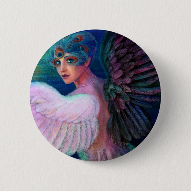 Peacock Lady's Wings of Duality 6 Cm Round Badge (Front)
