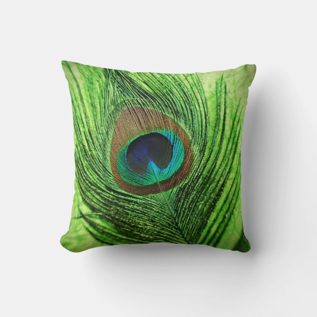 Peacock Lime Green Cushion (Front)