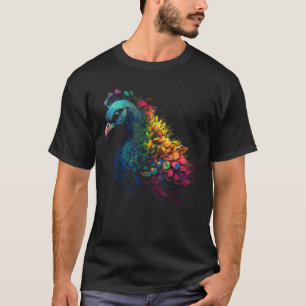 Peacock Lover Artwork Animal Motif Peacock T-Shirt