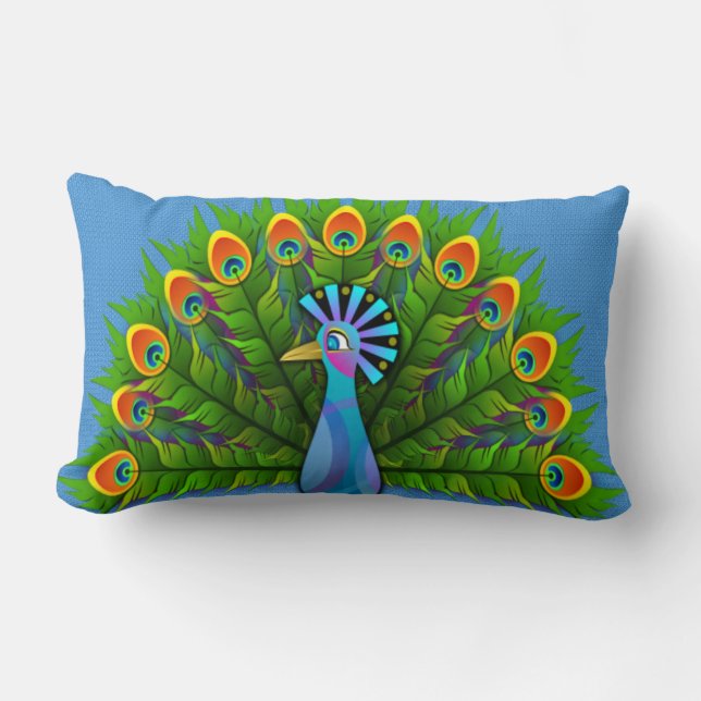 Peacock Lumbar Cushion (Front)