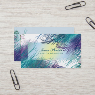 Peacock Makeup Artist Hair Stylist Feathers Bird Business Card
