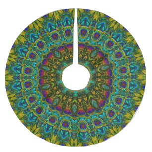 Peacock Mandala Christmas Tree Skirt