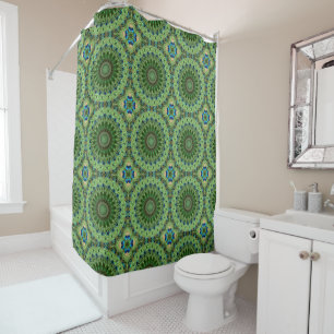 Peacock Mandala Kaleidoscope Medallion Flower Shower Curtain