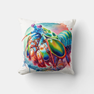 Peacock Mantis Shrimp REF253 - Watercolor Cushion
