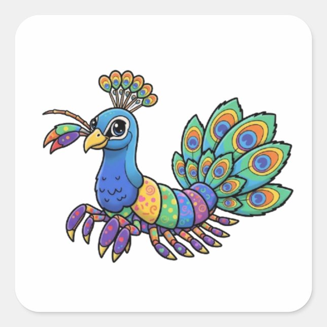PEACOCK MANTIS SHRIMP SQUARE STICKER (Front)
