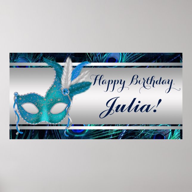 Peacock Masquerade Party Poster (Front)