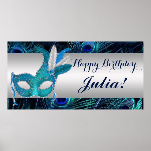 Peacock Masquerade Party Poster (Front)