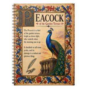 Peacock, Mediaeval Bestiary Art Notebook