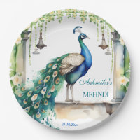 Peacock Mehndi jasmine Indian wedding tableware