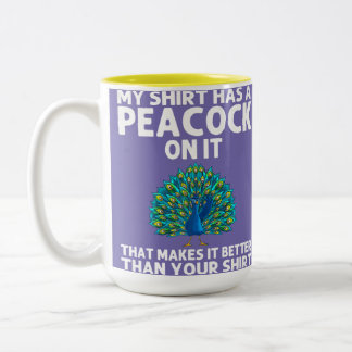 peacock men women peafowl lover bird fear Two-Tone coffee mug