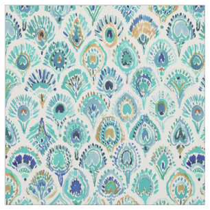 PEACOCK MERMAID Nautical Scales and Feathers Fabric