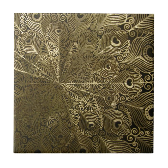 Peacock metal tray ceramic tile (Front)