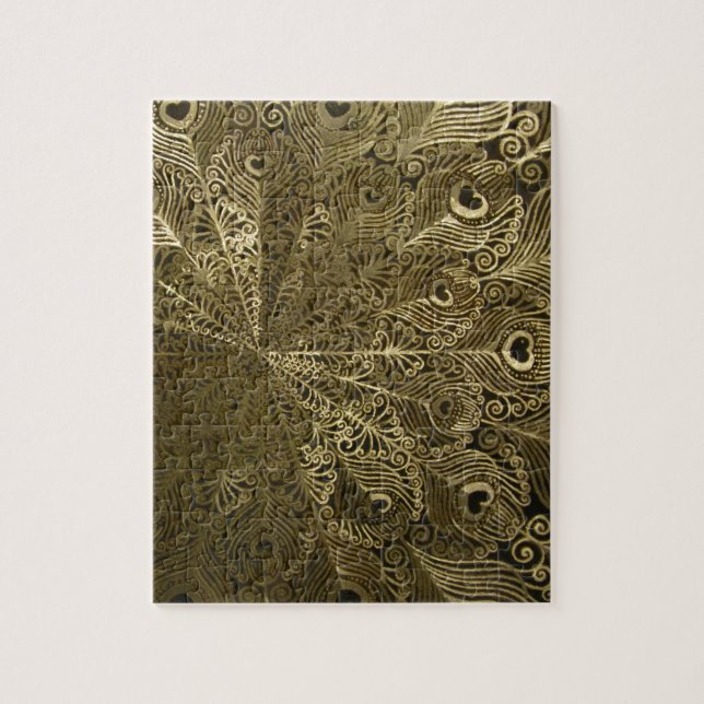 Peacock metal tray jigsaw puzzle (Vertical)