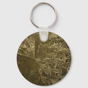 Peacock metal tray key ring