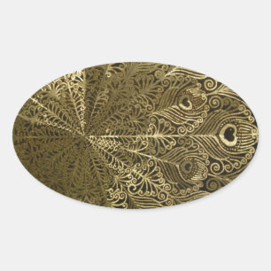 Peacock metal tray oval sticker