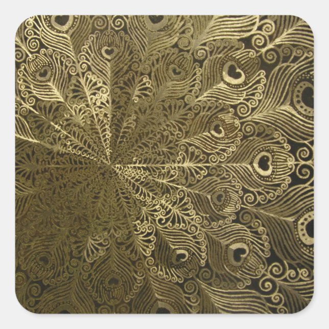 Peacock metal tray square sticker (Front)