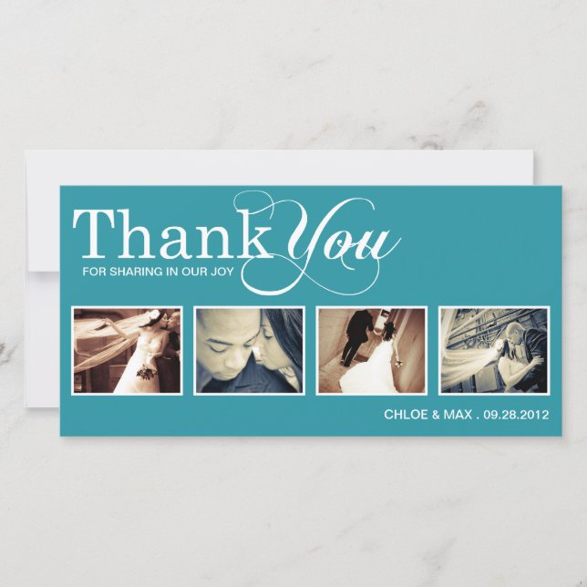 PEACOCK MODERN THANKS | WEDDING THANK YOU CARD (Front)