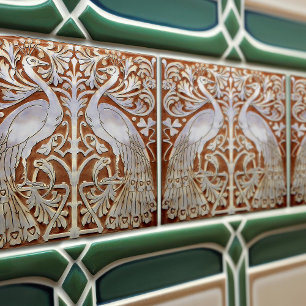 Peacock Modernista Art Barcelona 1903 Ceramic Tile