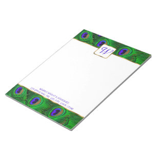 Peacock Monogram Personalised Notepad