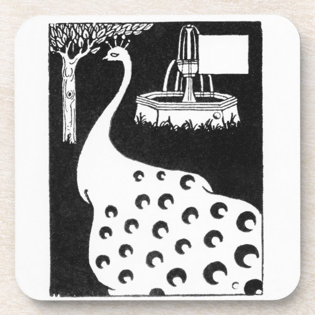 Peacock motif, from 'Le Morte d'Arthur' (litho) Coaster (Front)