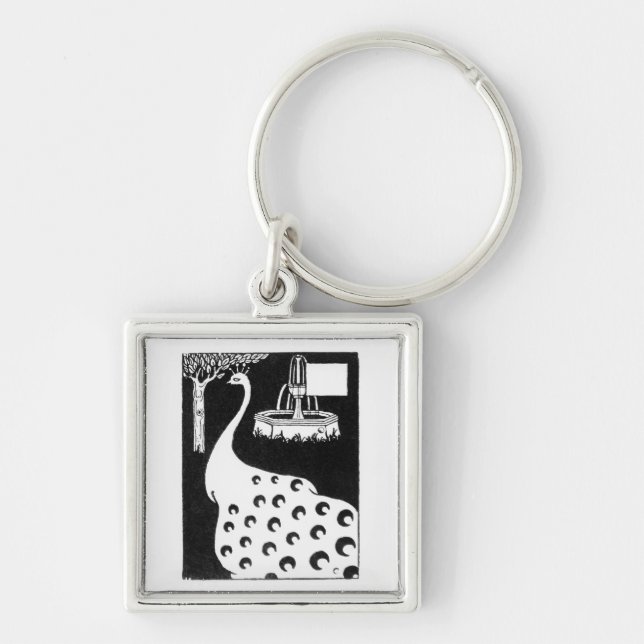 Peacock motif, from 'Le Morte d'Arthur' (litho) Key Ring (Front)