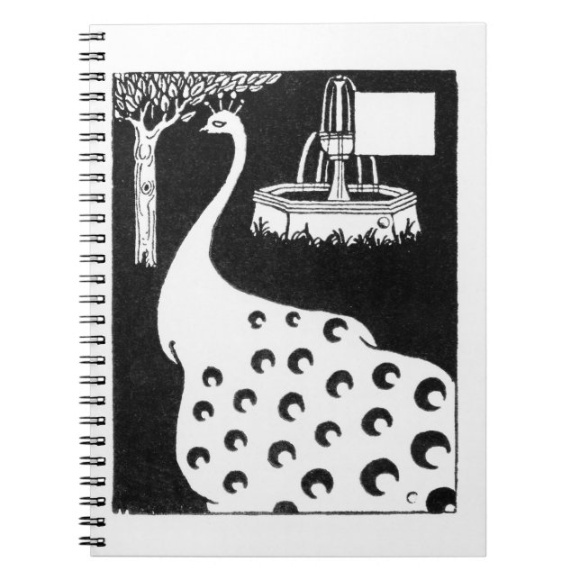 Peacock motif, from 'Le Morte d'Arthur' (litho) Notebook (Front)