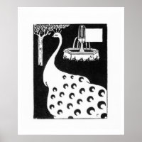 Peacock motif, from 'Le Morte d'Arthur' (litho)