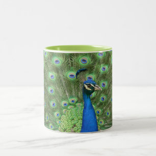 Peacock Mug. Two-Tone Coffee Mug