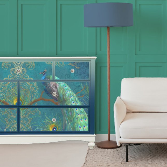 Peacock n Feathers Pair Dark Blue Decoupage Tissue Paper (Creator Uploaded)