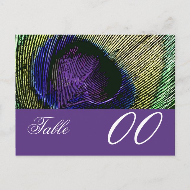Peacock n purple table number postcard (Front)
