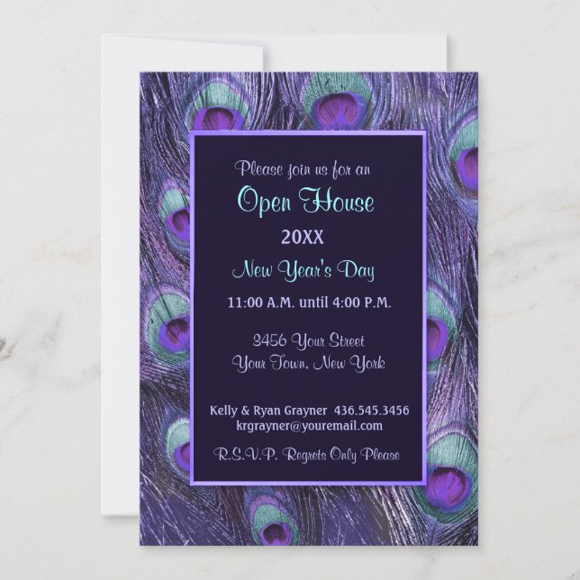 Peacock New Years Day - Invite Open House (Front)