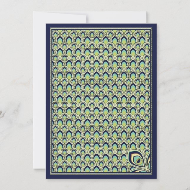 Peacock Nouveau Invitation (Navy) (Front)