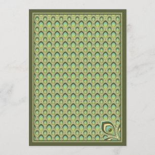 Peacock Nouveau Invitation (Olive Green)