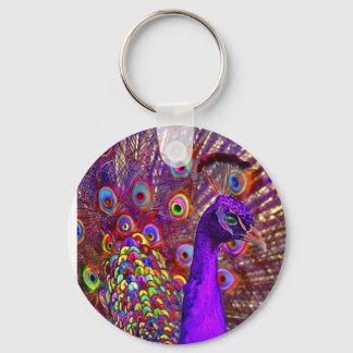 peacock of a million colours key ring