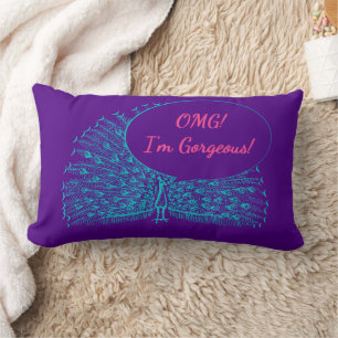 Peacock, OMG! I'm Gorgeous! Lumbar Cushion