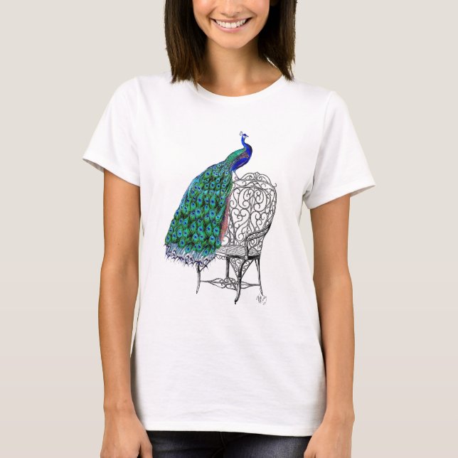 Peacock on Chair T-Shirt (Front)