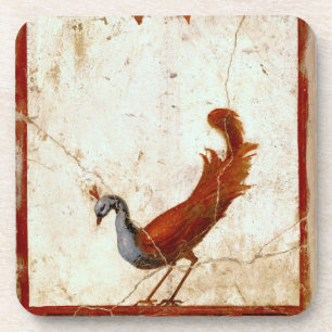 Peacock on Fresco Ancient Roman Antique Painting Coaster