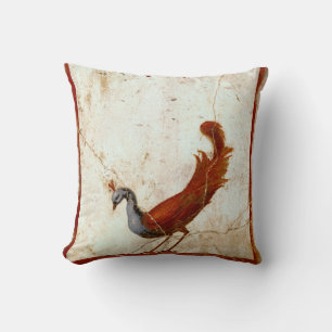 Peacock on Fresco Ancient Roman Antique Painting Cushion