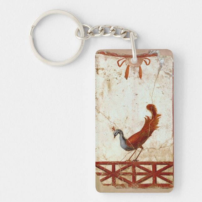 Peacock on Fresco Ancient Roman Antique Painting Key Ring (Front)