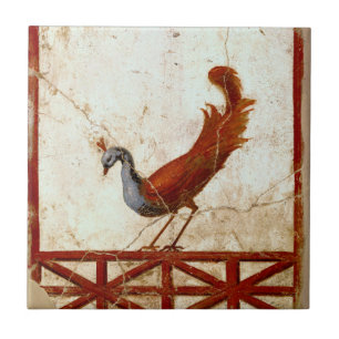 Peacock on Fresco Ancient Roman Antique Painting Tile