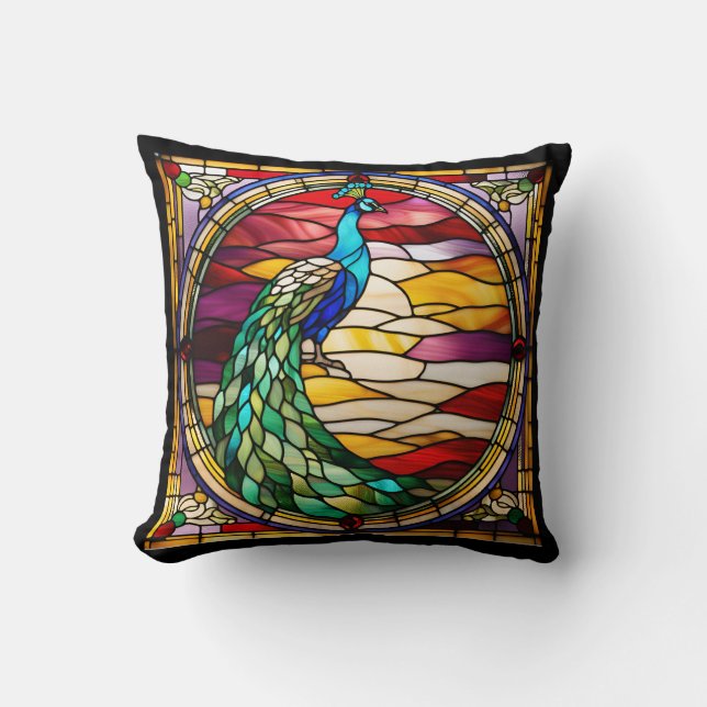 Peacock on Pink Cushion (Front)