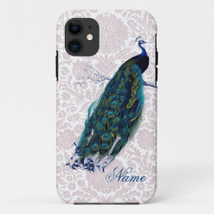 Peacock on Pink Damask iPhone 11 Case